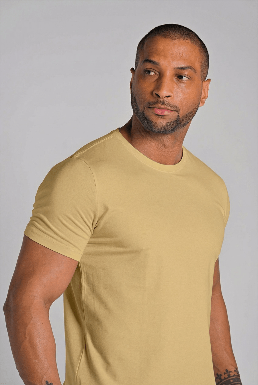 Camiseta Gola Careca Unique Algodão Egípcio com Elastano Desert Green - Be_cava